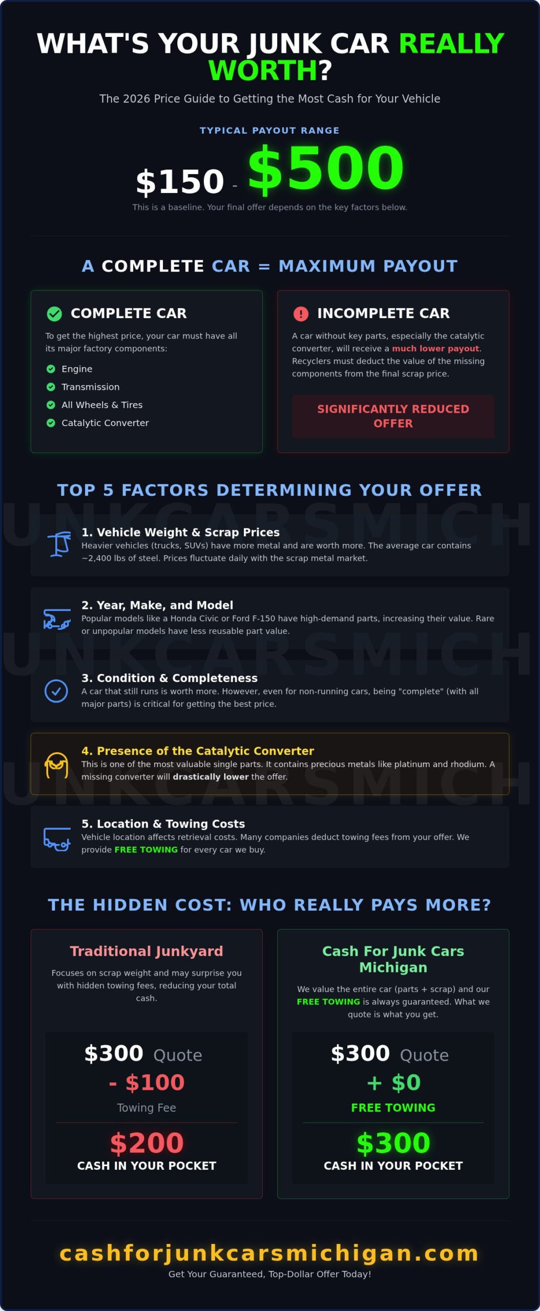 How Much Do Junkyards Pay For a Car? (2026 Price Guide) - Infographic