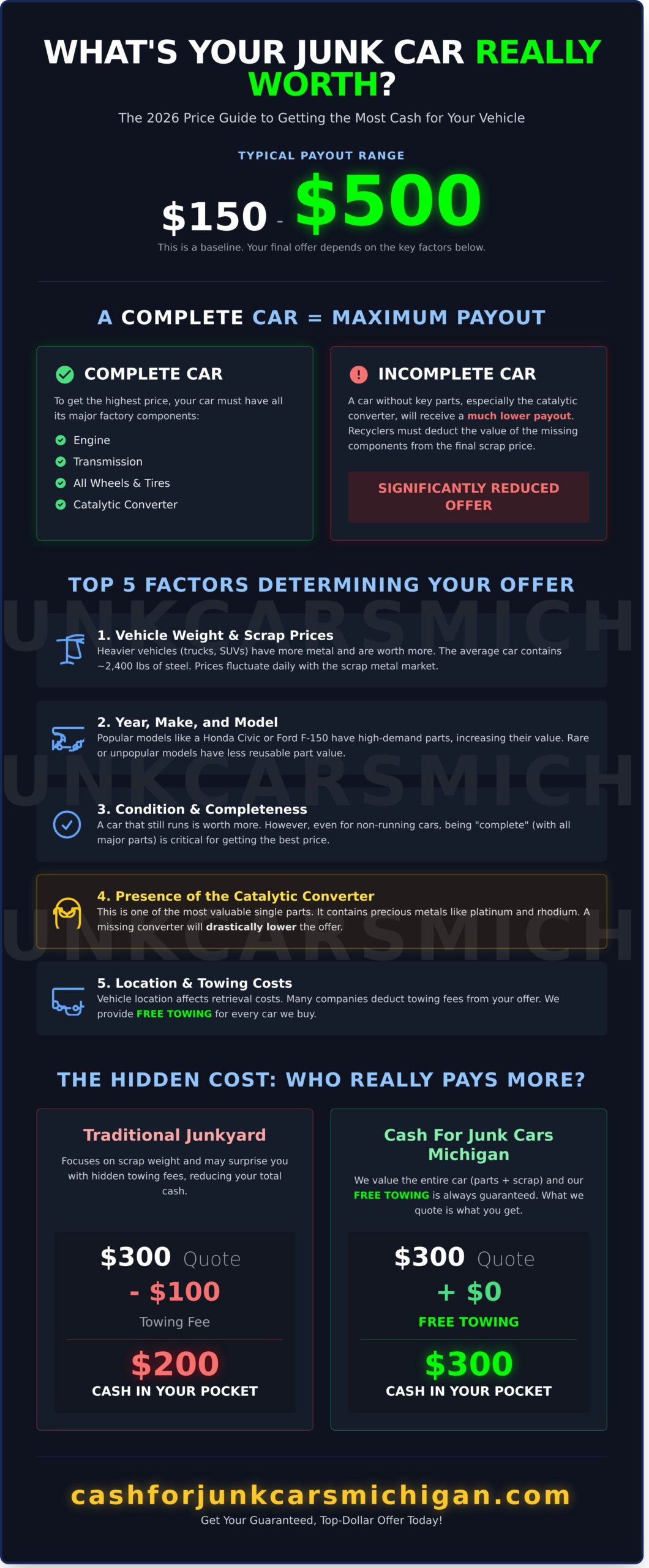 How Much Do Junkyards Pay For a Car? (2026 Price Guide) - Infographic