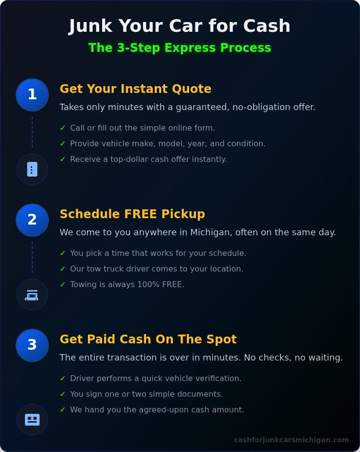 Junk My Car For Cash Today: A Simple 3-Step Guide - Infographic