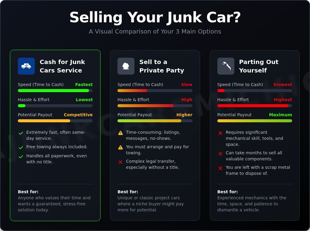 Selling Junk Cars: The Complete Guide (Even Without a Title) - Infographic