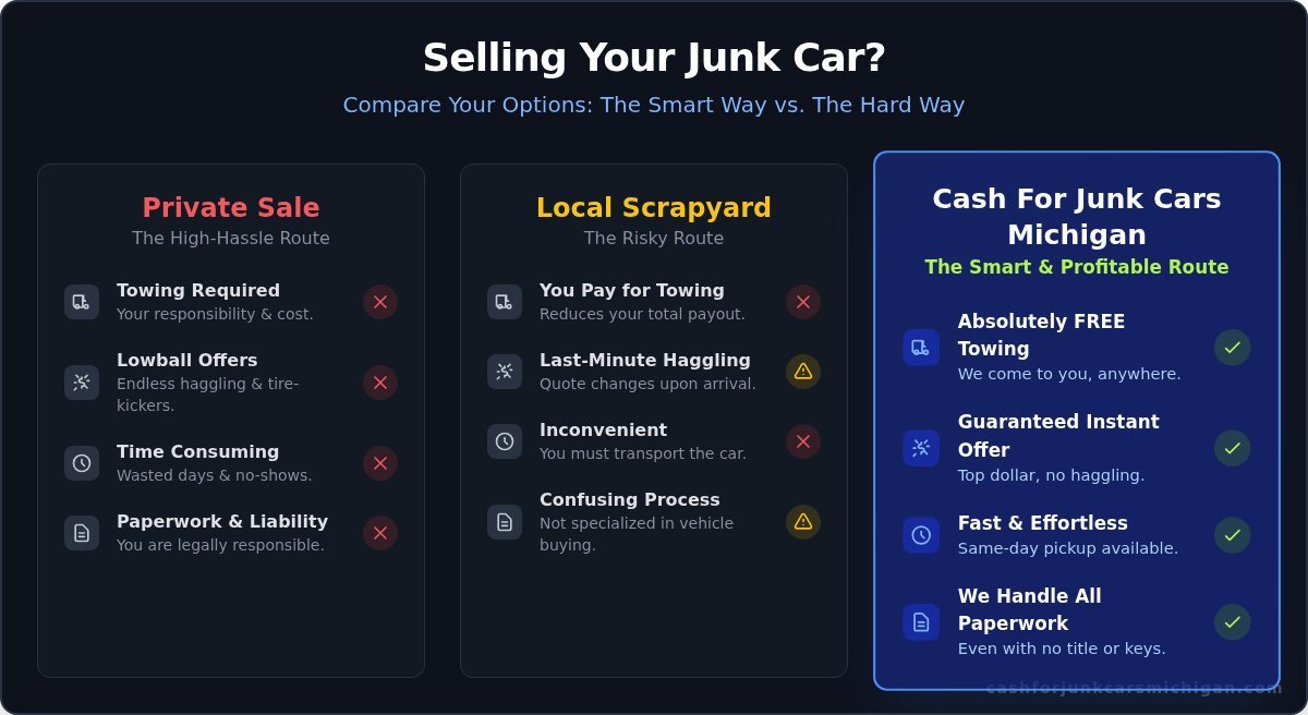 We Buy Junk Cars in Michigan: Get Cash & Free Towing Today - Infographic