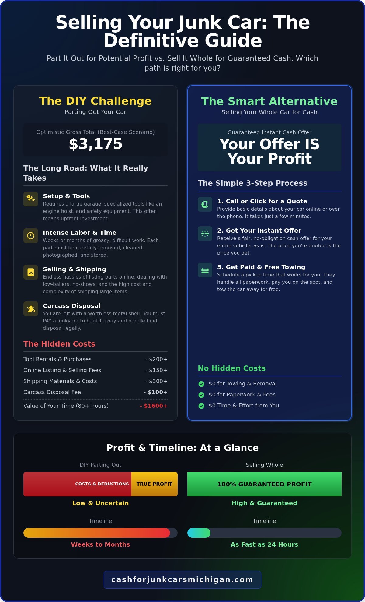 Selling a Car for Parts: A Realistic Guide to Payouts vs. Hassle - Infographic