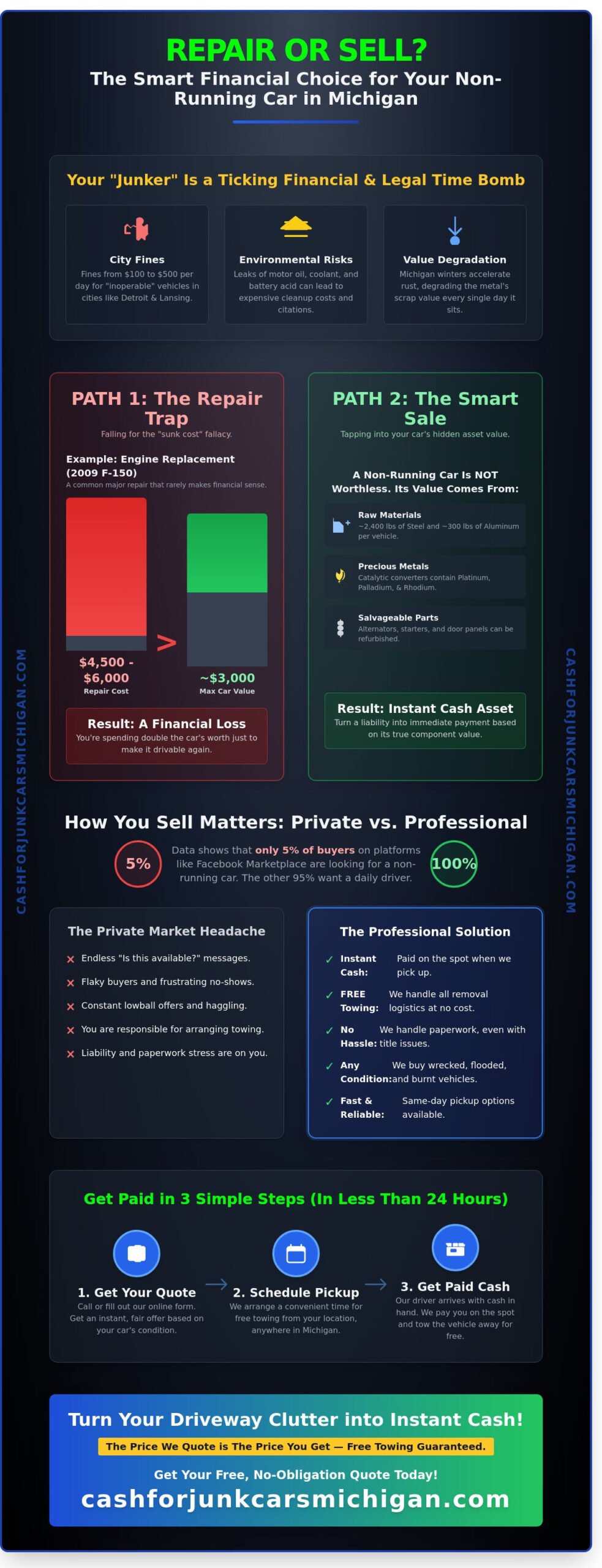 How to Sell a Car That Doesn’t Run in Michigan: Get Cash Today - Infographic