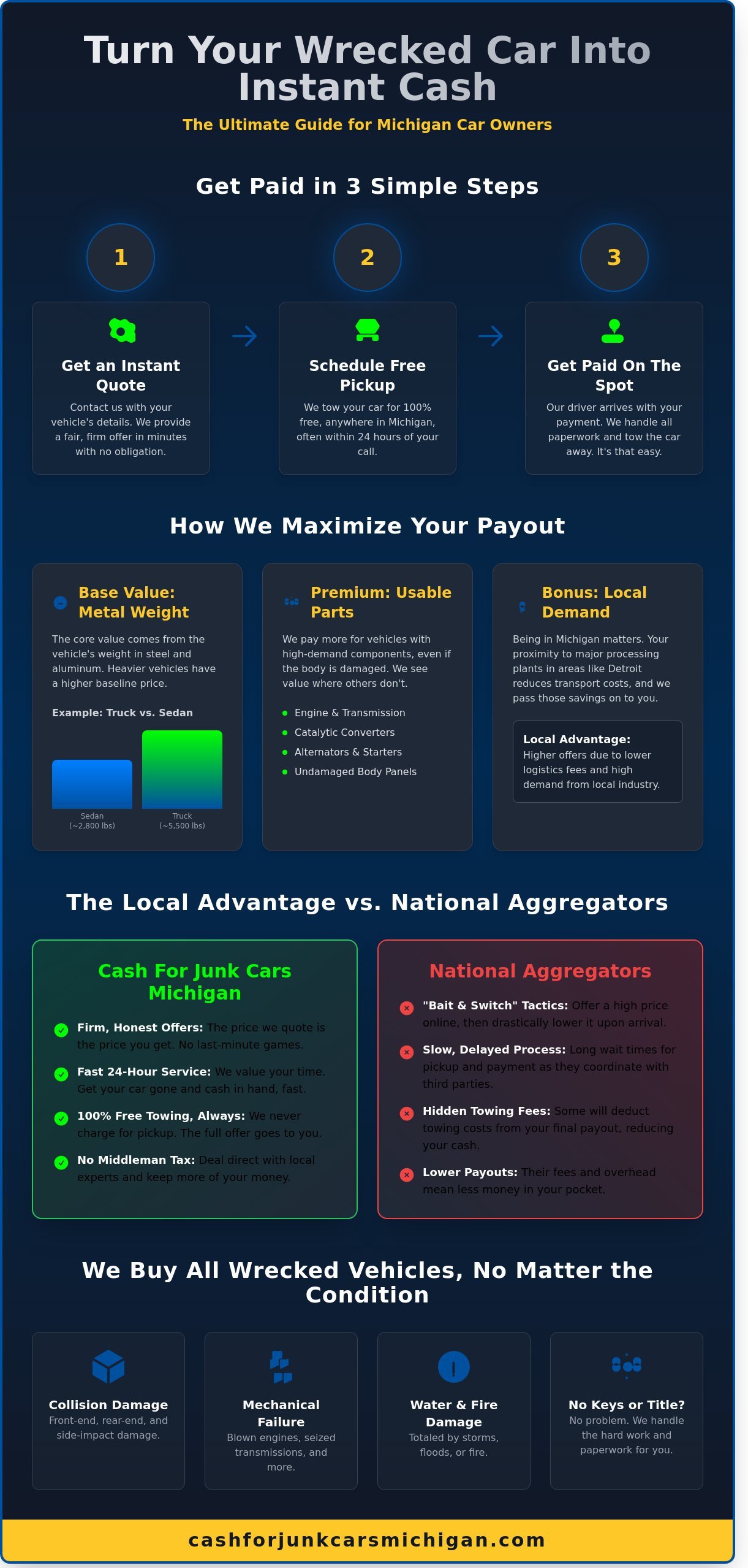 Cash for Wrecked Cars in Michigan: Get Paid Today for Your Totaled Vehicle - Infographic