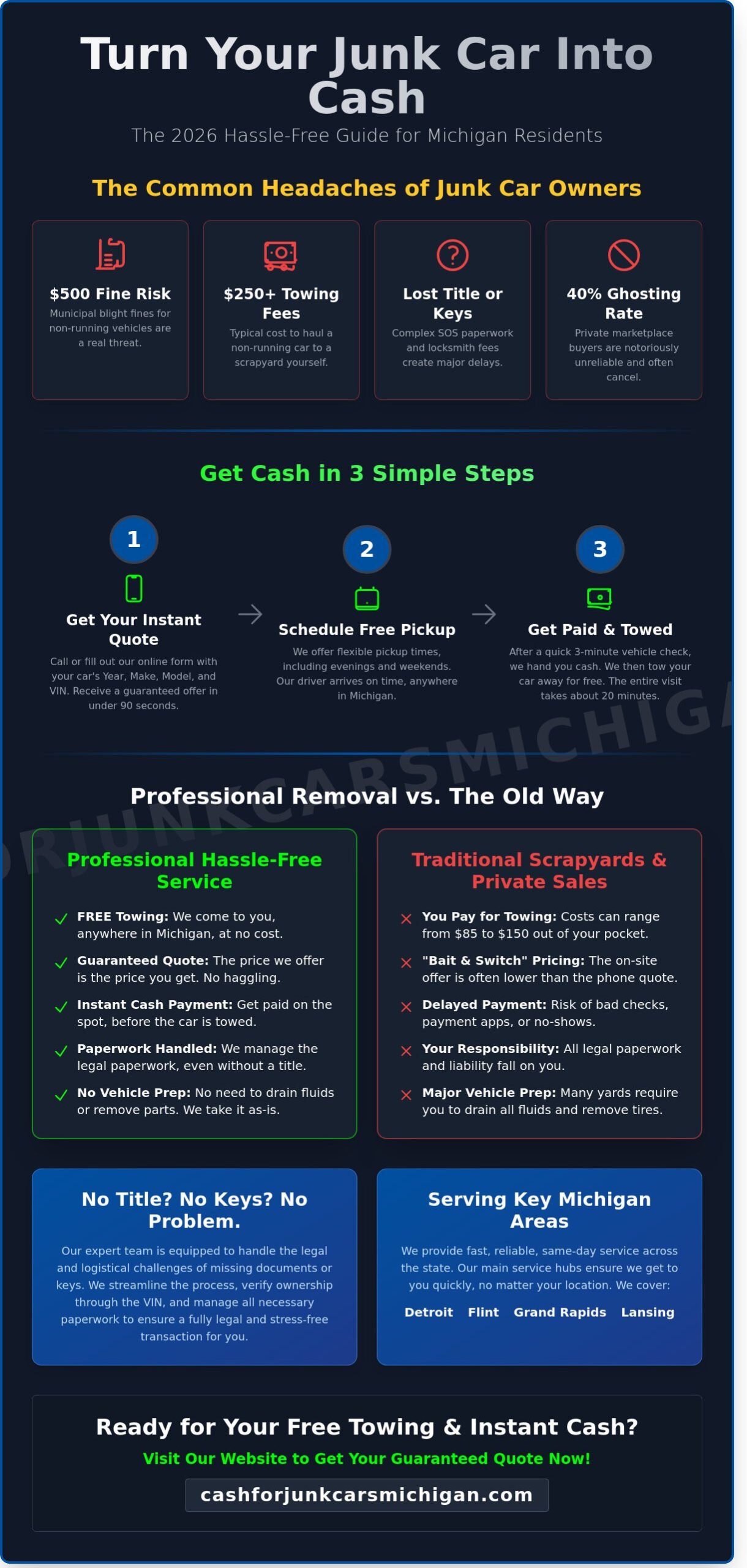 Hassle-Free Junk Car Removal in Michigan: The Step-by-Step Guide for 2026 - Infographic