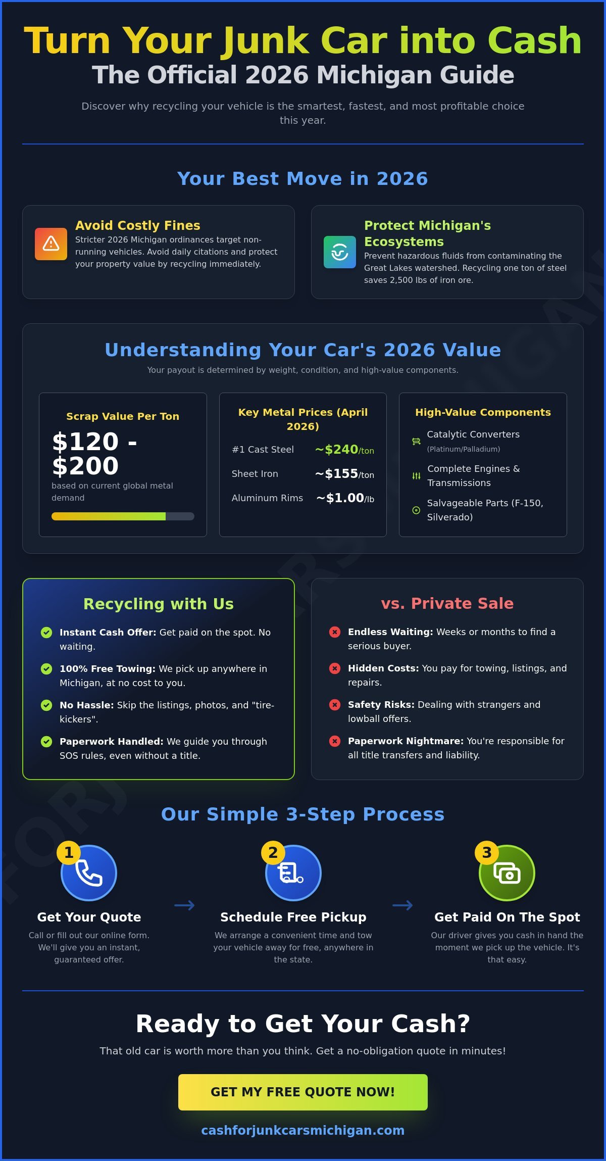 Car Recycling for Cash Michigan: The Complete 2026 Homeowner’s Guide - Infographic