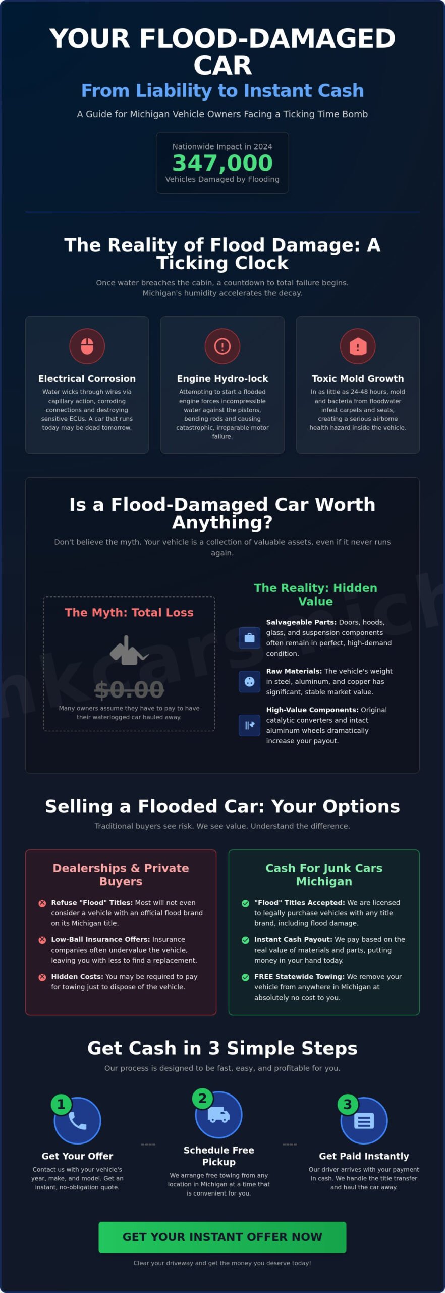 Cash for Flood Damaged Cars in Michigan: Get Paid Today - Infographic