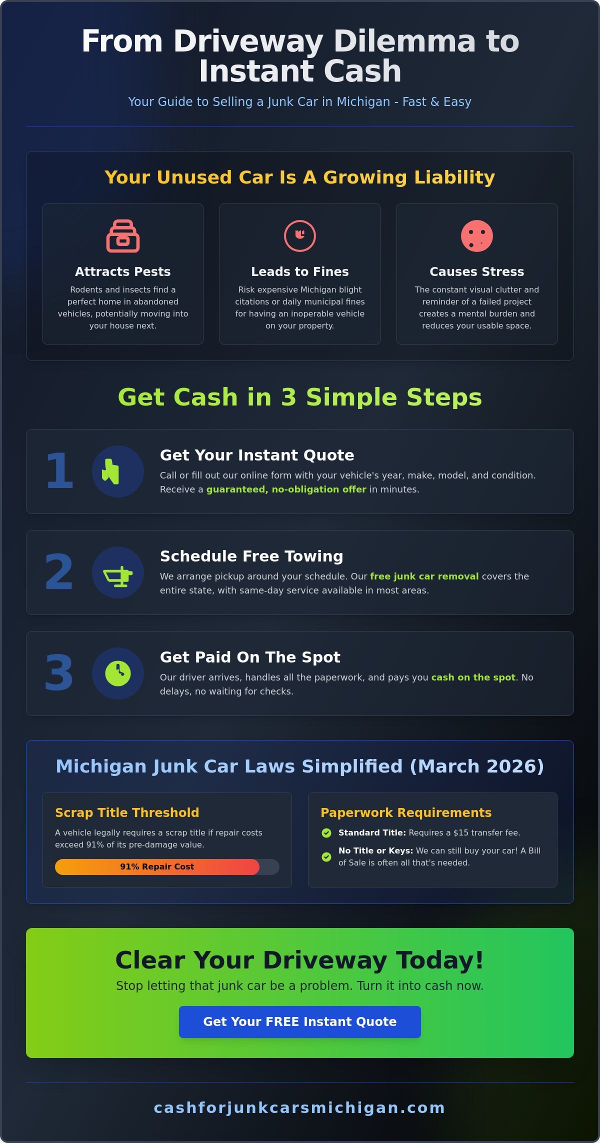 Get Cash for the Car Taking Up Space in Your Driveway: 2026 Michigan Guide - Infographic