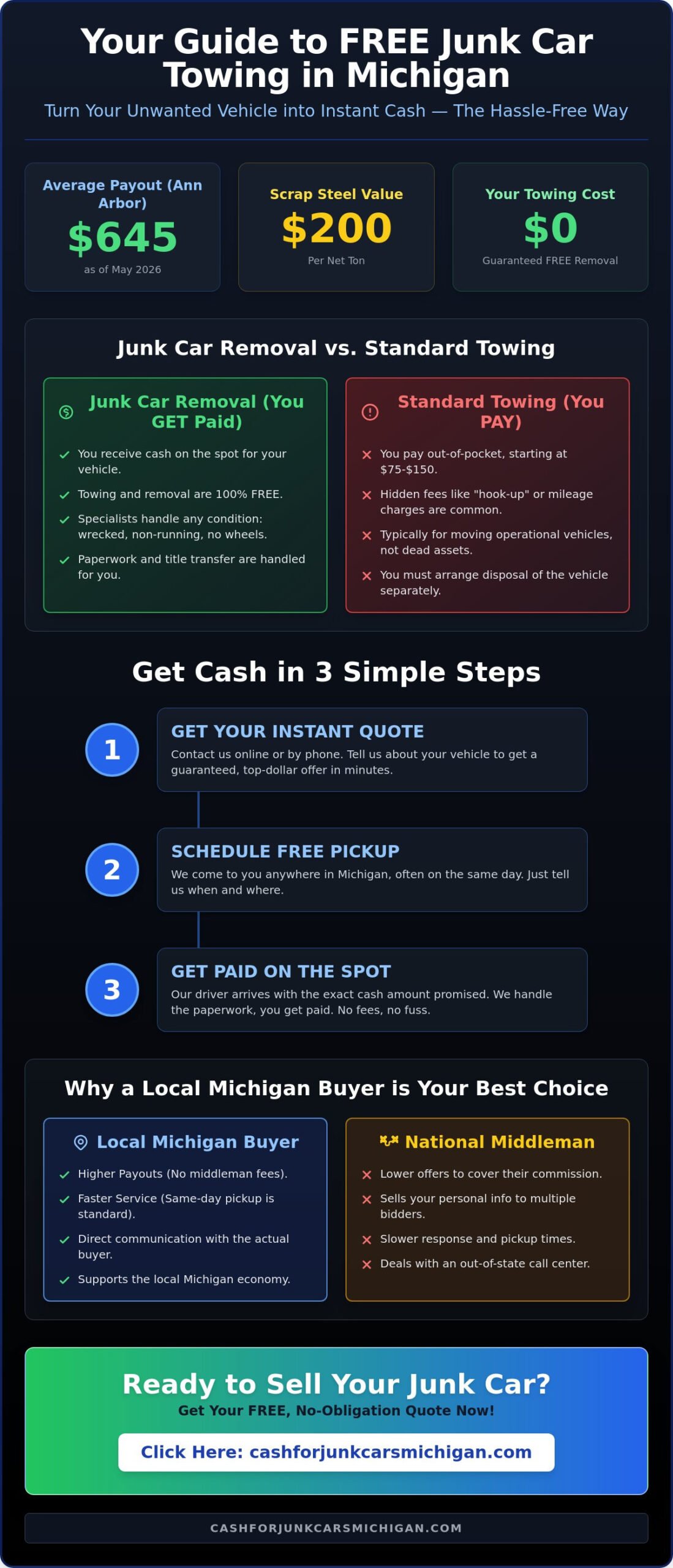 Junk Car Towing Service Near Me: Get Free Pickup & Cash Today - Infographic