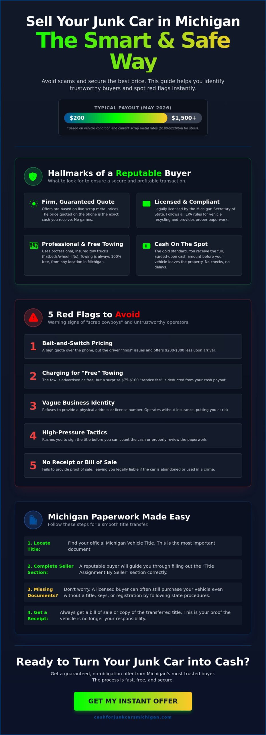 Reputable Junk Car Buyers in Michigan: 2026 Guide to Trusted Payouts - Infographic