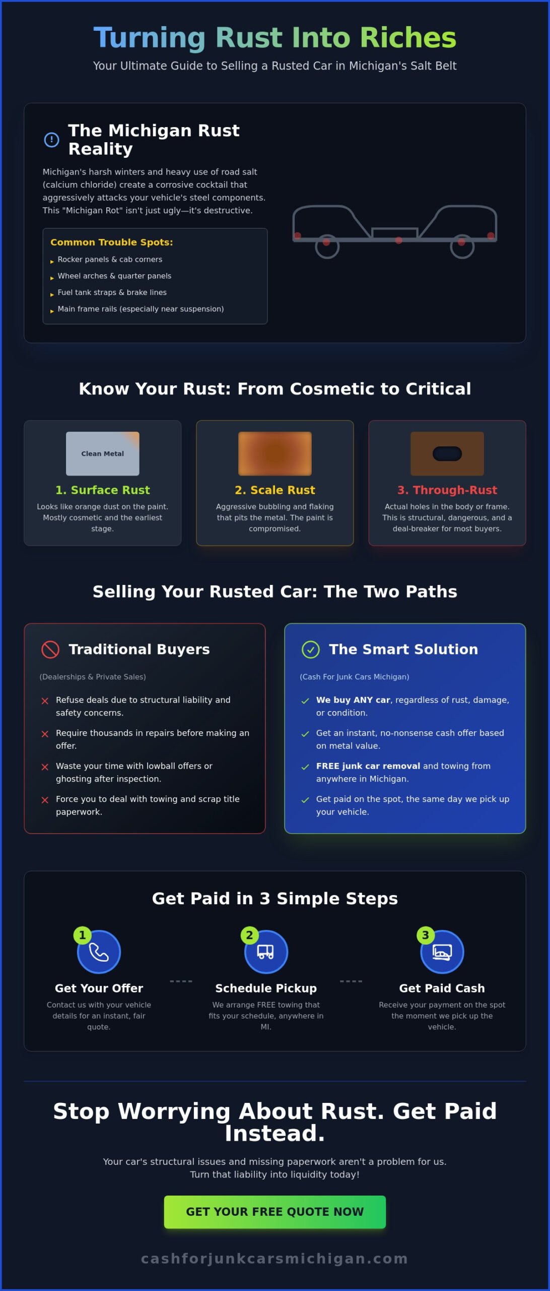 Who Buys Cars with Rust Damage in Michigan? Get Cash Today - Infographic