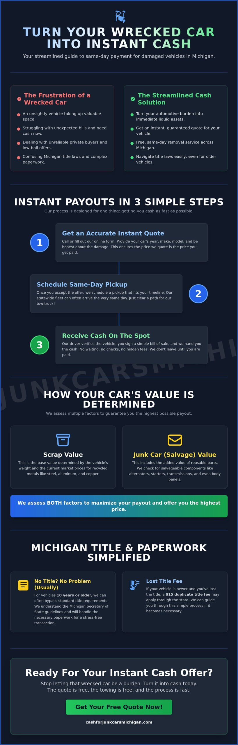 Emergency Cash for Wrecked Cars in Michigan: Get Paid Today (2026) - Infographic