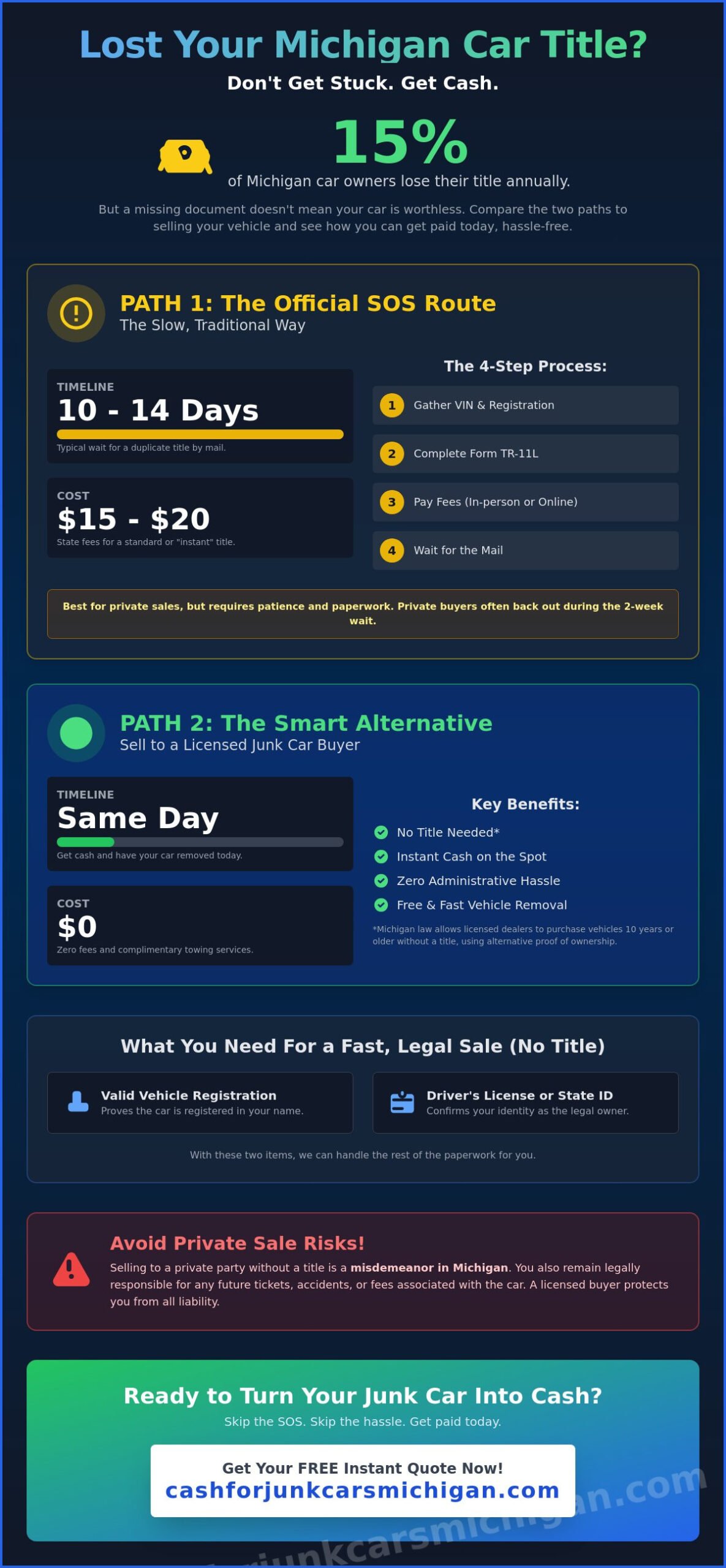 How to Sell a Car in Michigan with a Lost Title: The 2026 Guide - Infographic