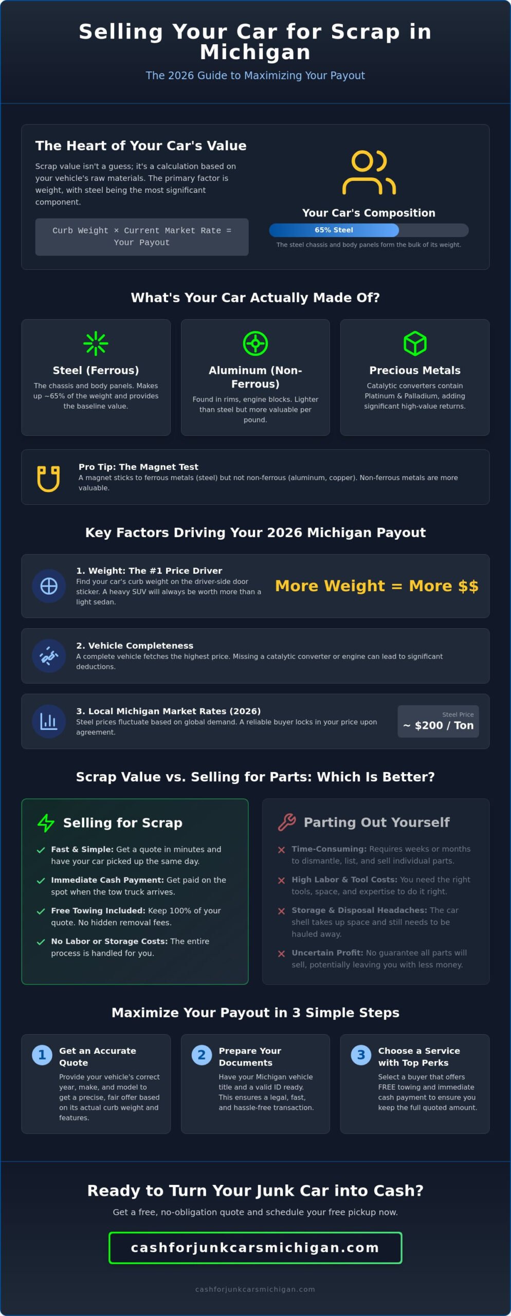 Selling a Car for Scrap Metal Value: The Complete 2026 Guide - Infographic