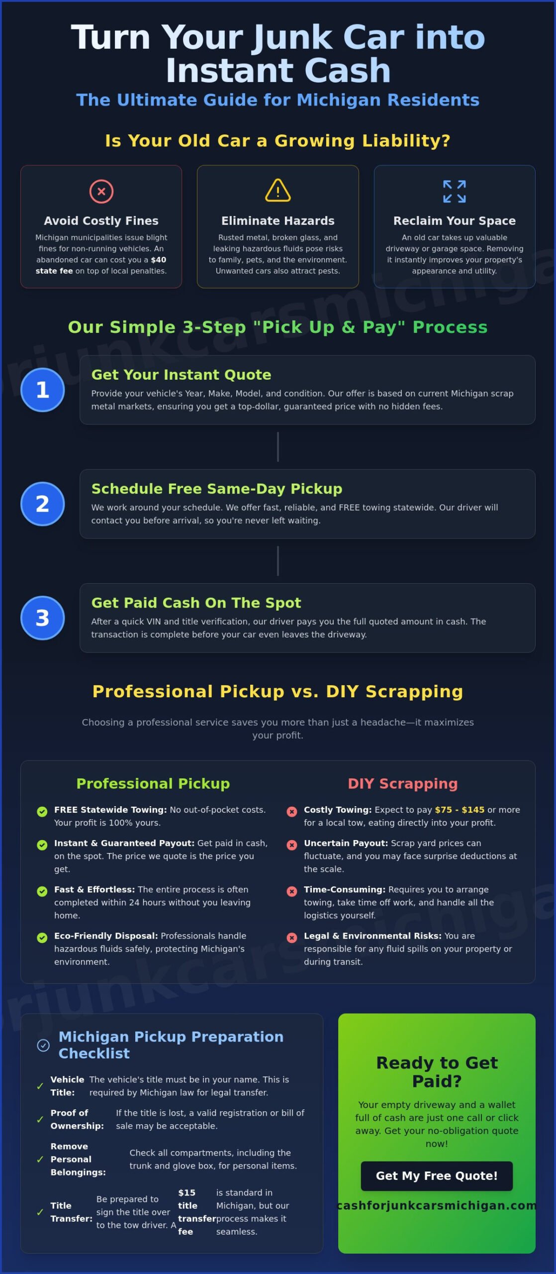 They Pick Up Your Junk Car and Pay You: How It Works in Michigan - Infographic