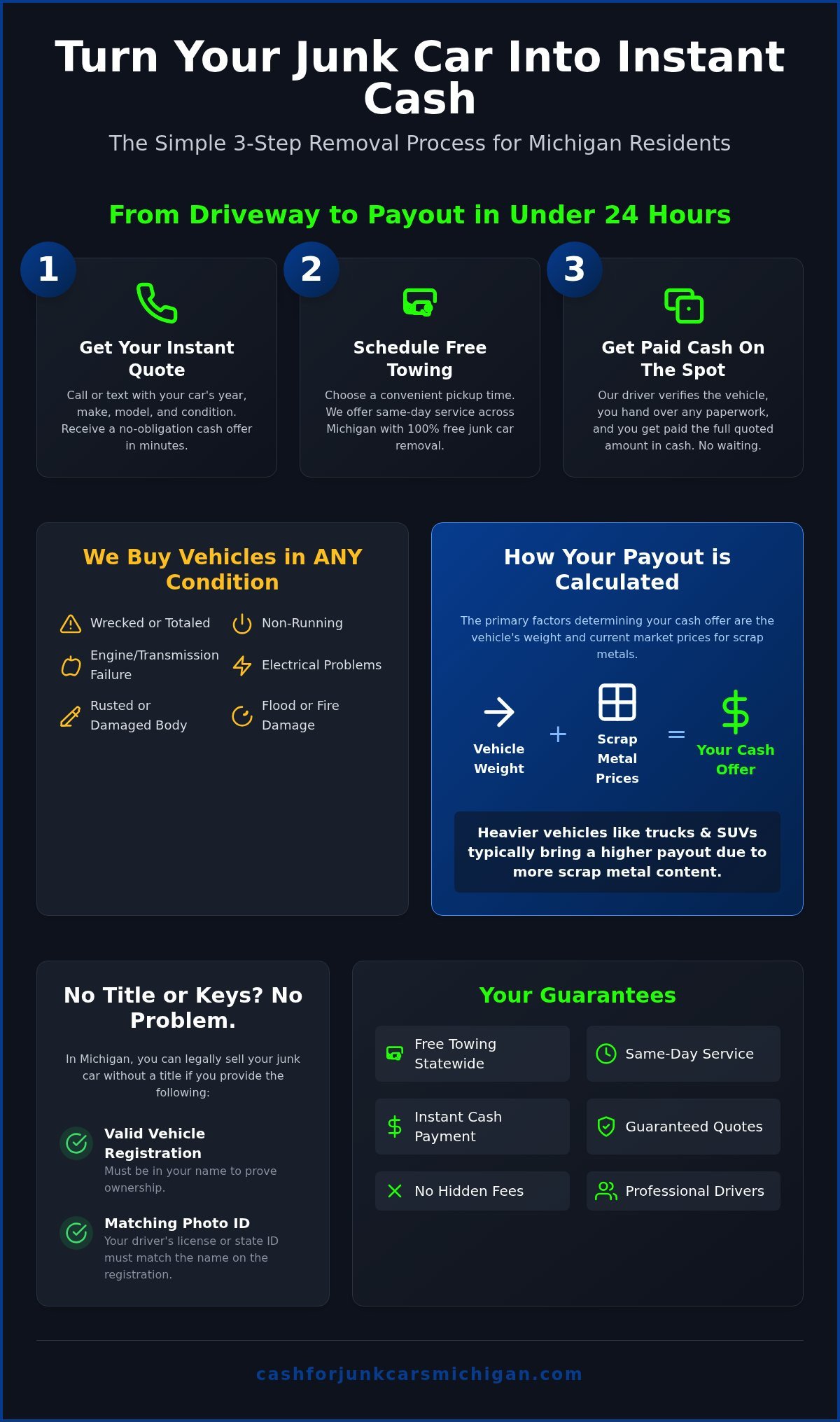 Junk My Car For Cash Today: The 3-Step Guide for Michigan Owners - Infographic