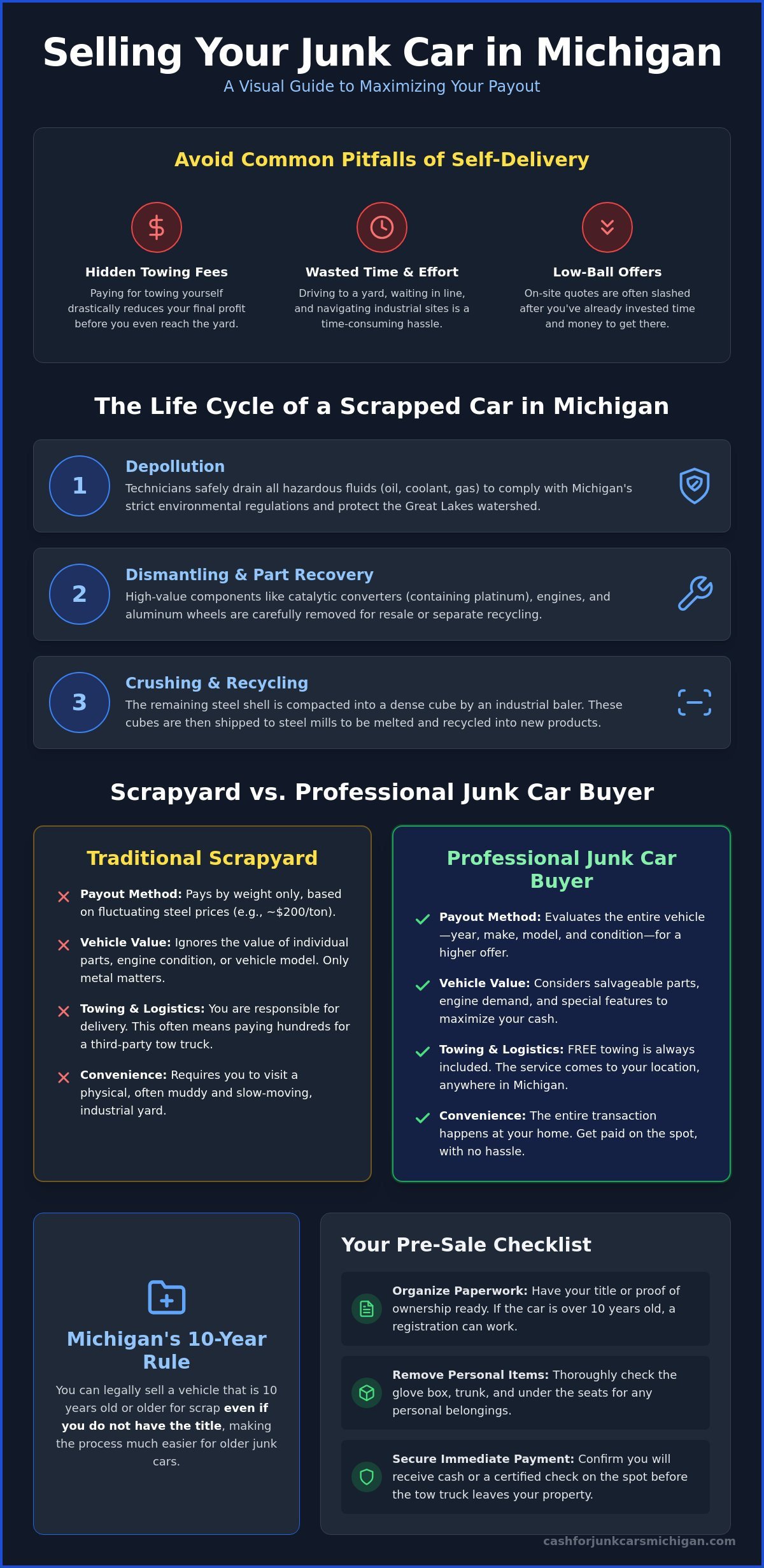 Scrapyard Near Me for Car: How to Get the Most Cash in Michigan (2026) - Infographic