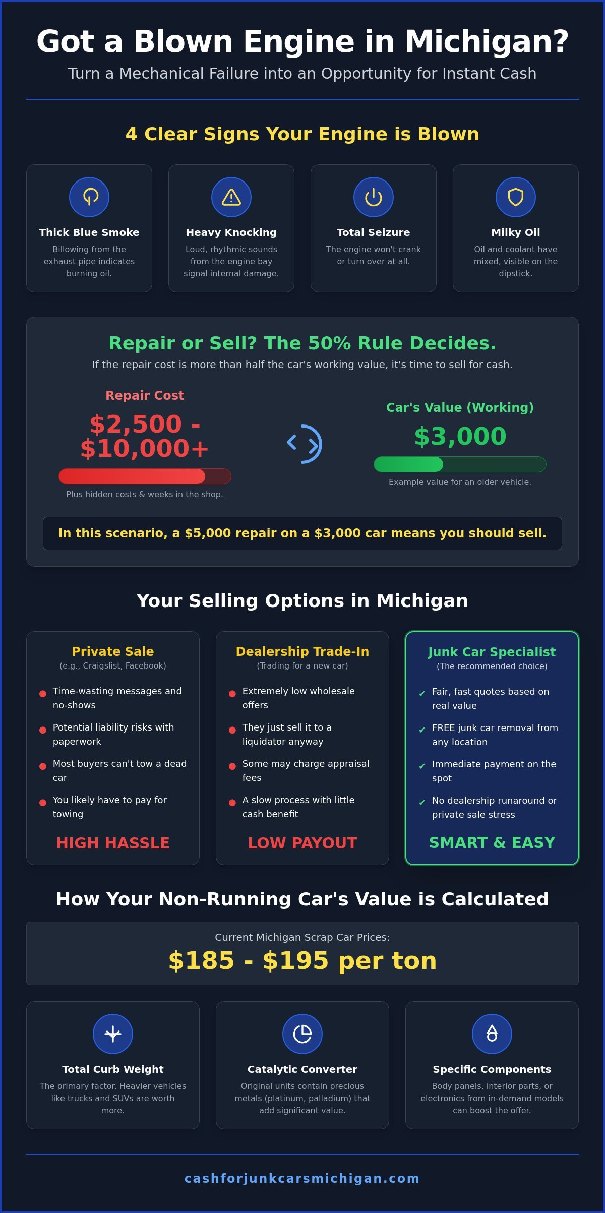 Sell Car With Blown Engine in Michigan: Get Instant Cash Today - Infographic
