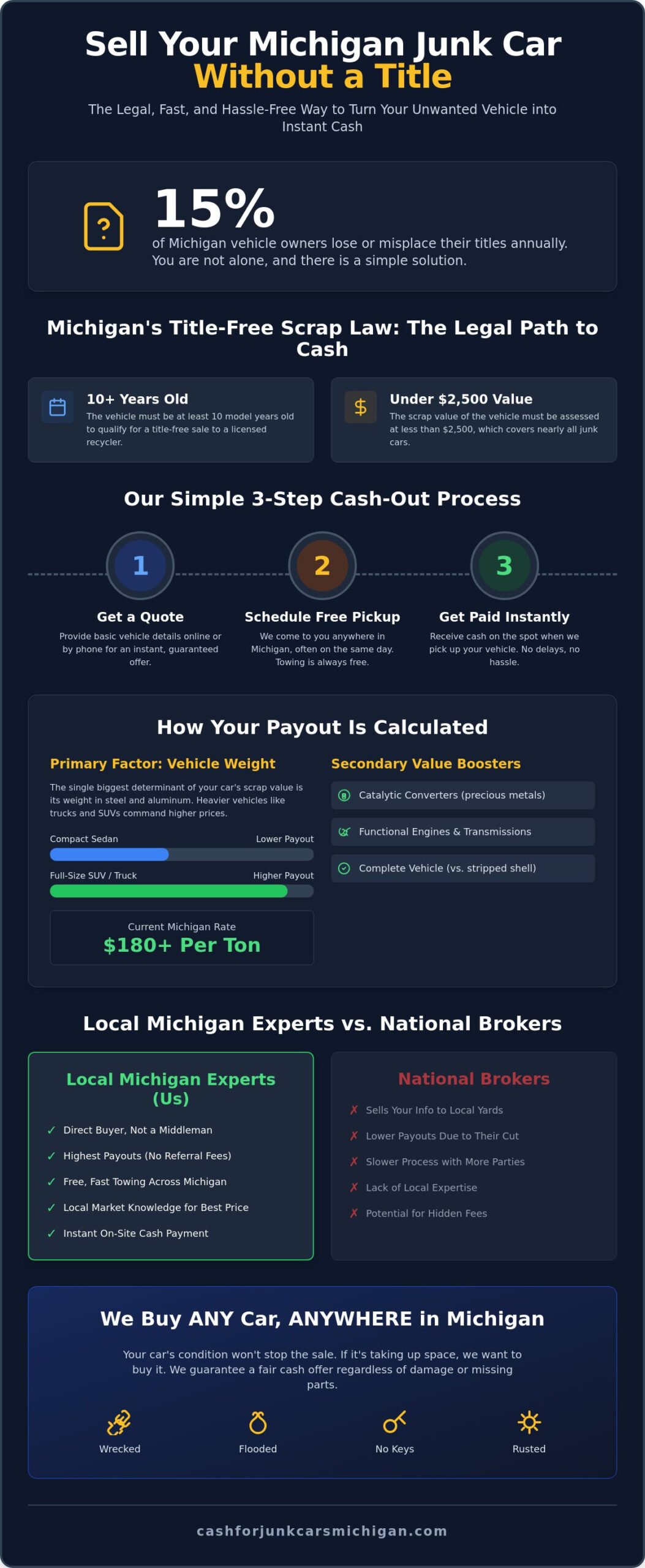 Sell Junk Car Without Title Michigan: Fast Cash From Your Location - Infographic