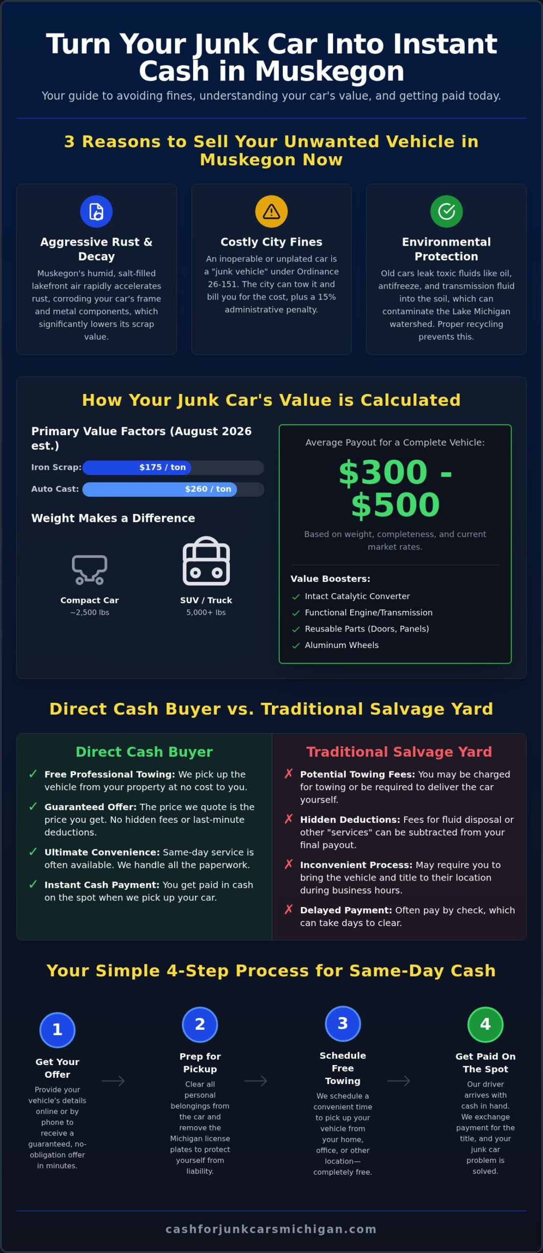 Cash for Junk Cars in Muskegon, MI: Get Paid on the Spot Today - Infographic