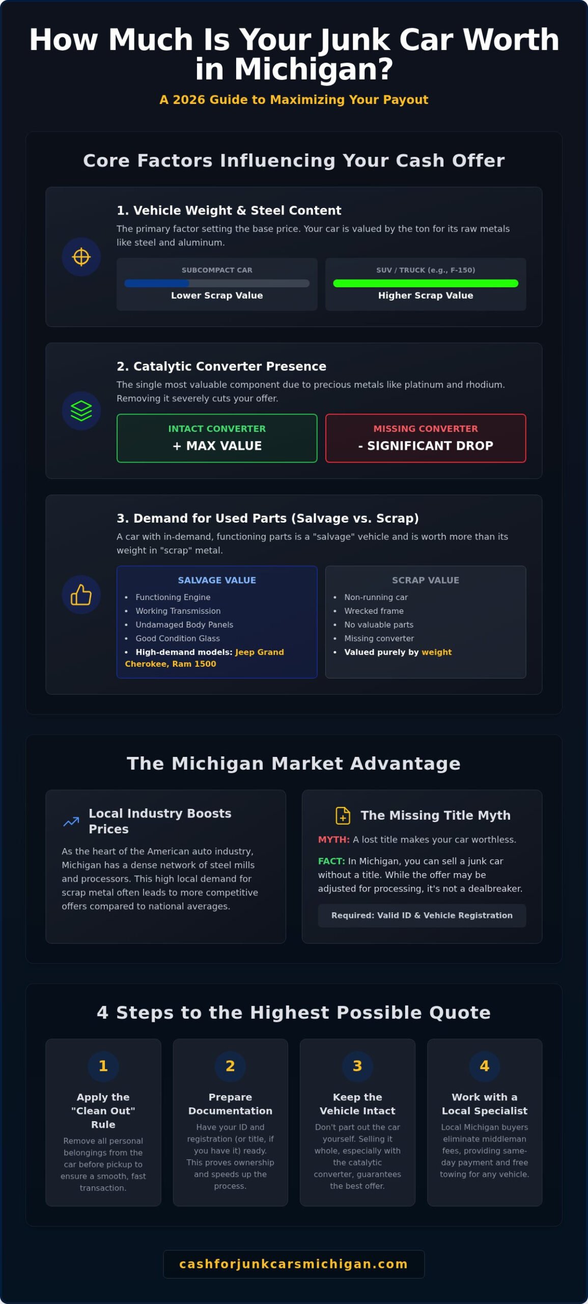 How Much is My Junk Car Worth? 2026 Guide to Michigan Scrap Prices - Infographic