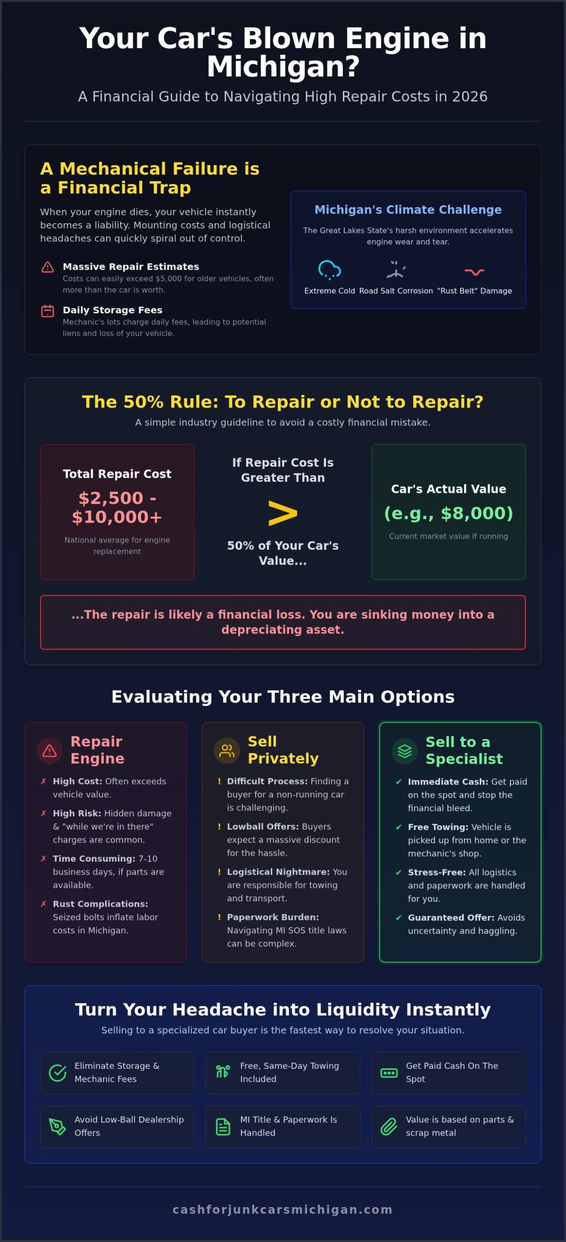 Sell Car With Blown Engine in Michigan: Instant Cash 2026 - Infographic