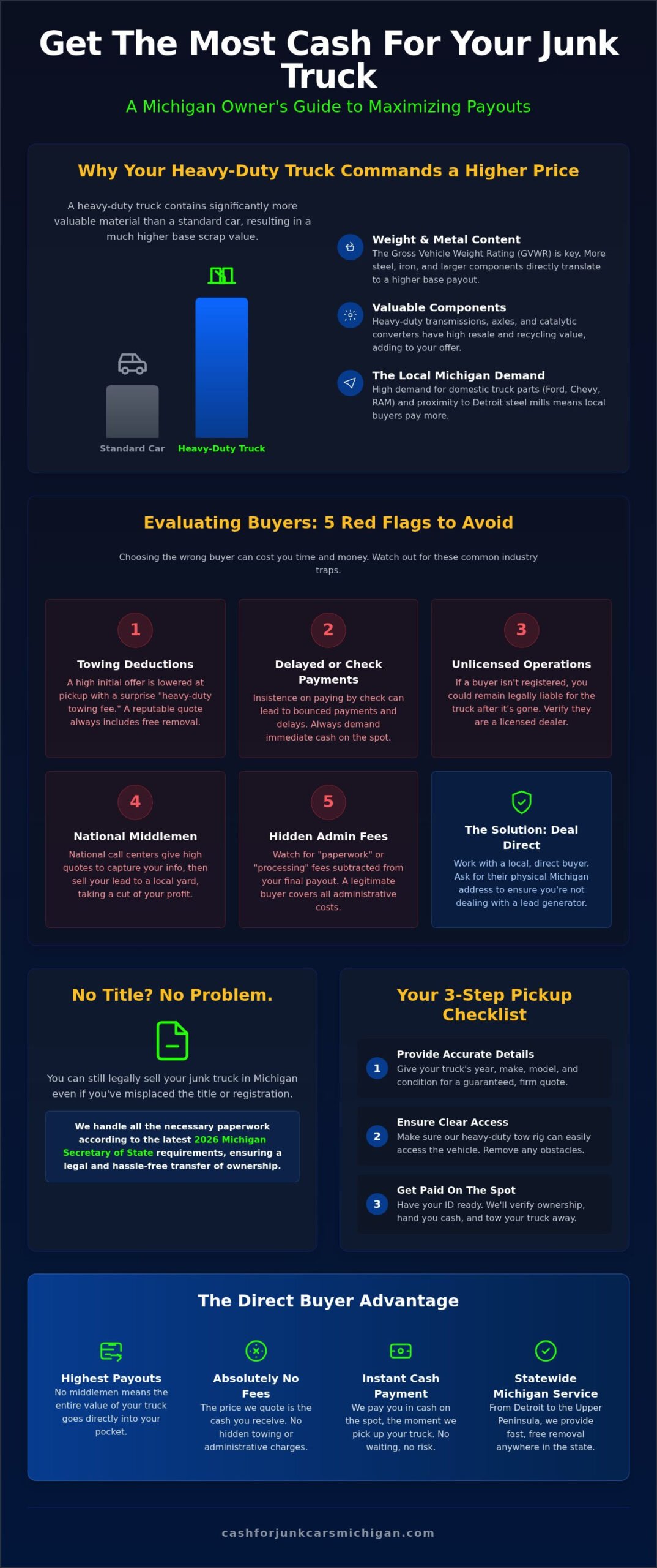 Sell My Junk Truck Michigan: Get the Most Cash Today (2026) - Infographic