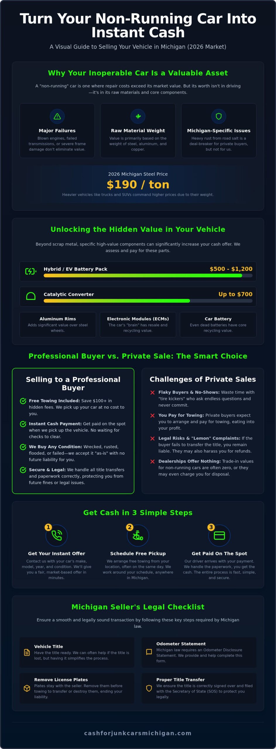 Sell Non-Running Car for Cash in Michigan: 2026 Guide - Infographic