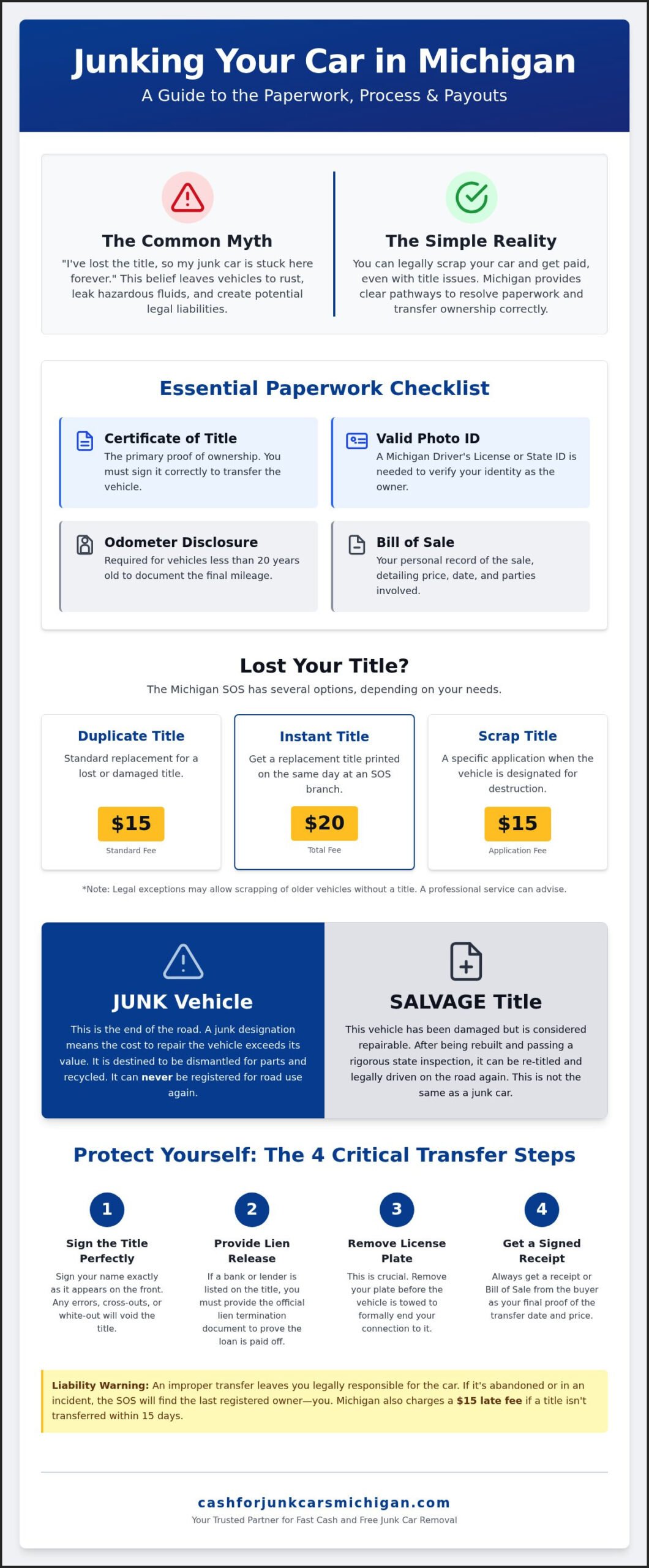 What Paperwork is Needed to Junk a Car in Michigan? 2026 Legal Guide - Infographic