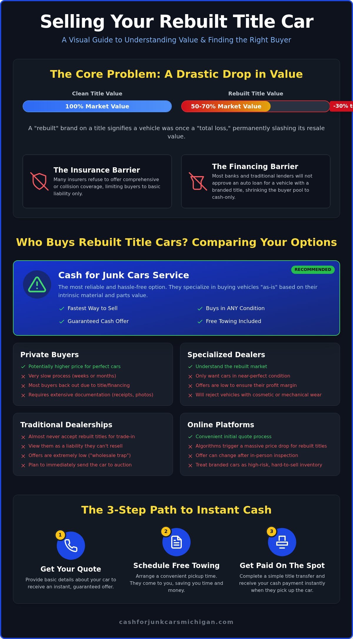Who Buys Rebuilt Title Cars? Selling Your Branded Vehicle for Cash in 2026 - Infographic